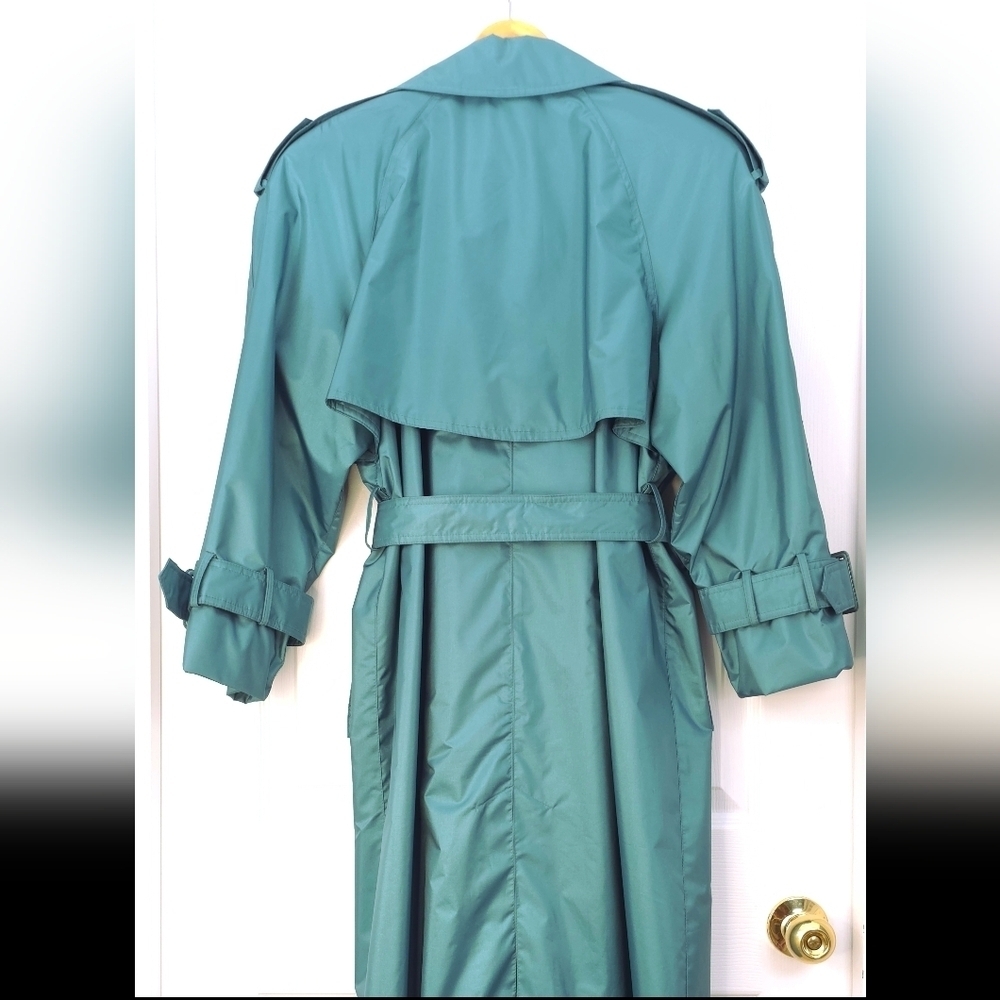 Vintage Teal Double Breasted Trench Coat (S-M Oversize) Lined - Picture 3 of 9